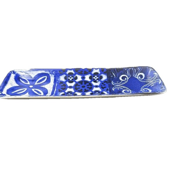 Ashland Indigo Rectangular Blue and White Ceramic Platter 14 Inches Long - Picture 9 of 9